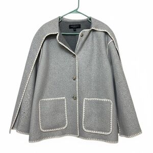 Marc New York Gray Cape with White Accents Double Scarf Large NWT